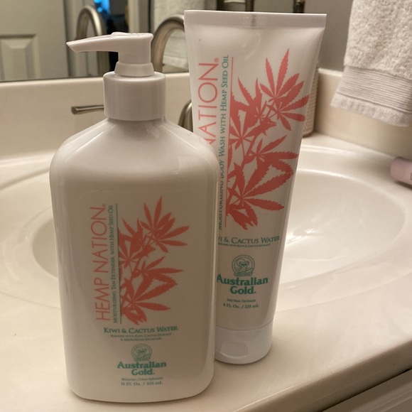 Australian Gold Other - Australian Gold | Hemp Nation Kiwi + Cactus Flower Tan Lotion + Body Wash Bundle